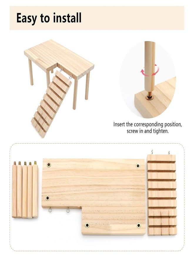 DVHEY Hamster Wooden Platform with Legs Small Animal Climbing Ladder Standing Rat Guinea Perch Chew Toy Cage Accessories (Platform-Small) - Image 2